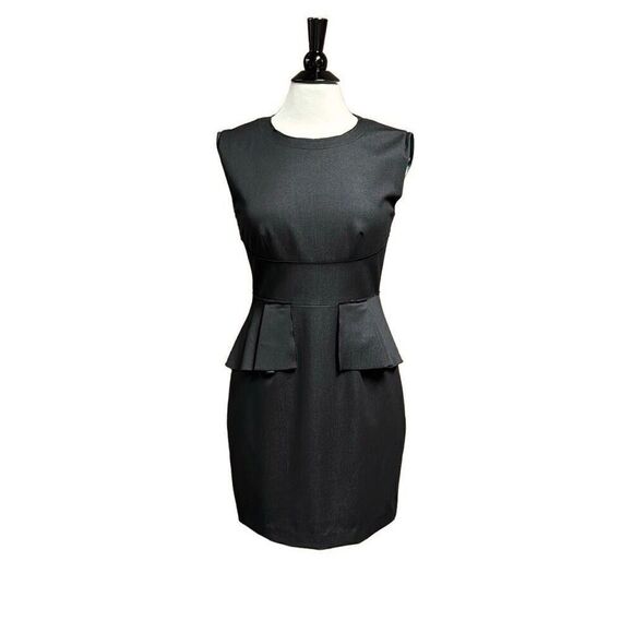 Tahari Myra Black Sleeveless Peplum Dress Size 6 NEW - Picture 1 of 10